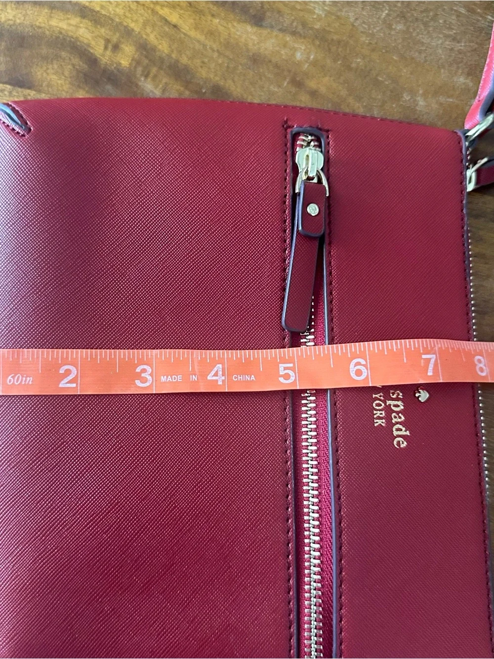 kate spade Rust Red Leather Crossbody with Front Zip Pocket Leather